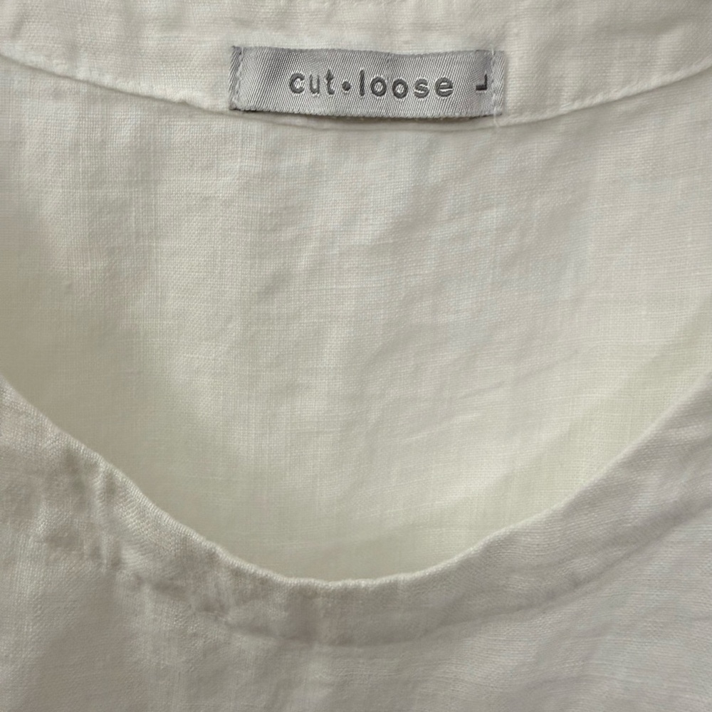 Cut Loose Women’s White Linen Tank Top Sleeveless Boxy Shirt Made in USA, Size L - Picture 5 of 7